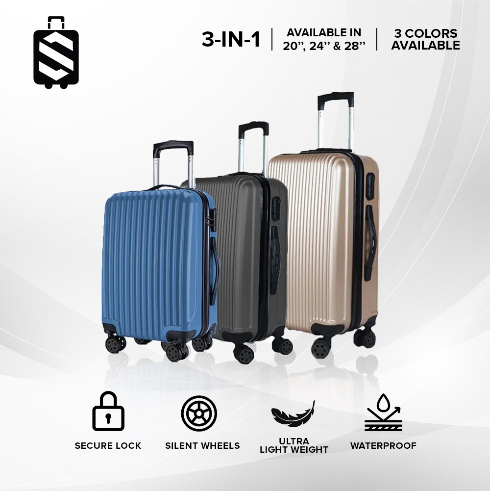 SKY TRAVELLER SKY362 3-In-1 Suitcase Silent Universal Wheel With Zip ...