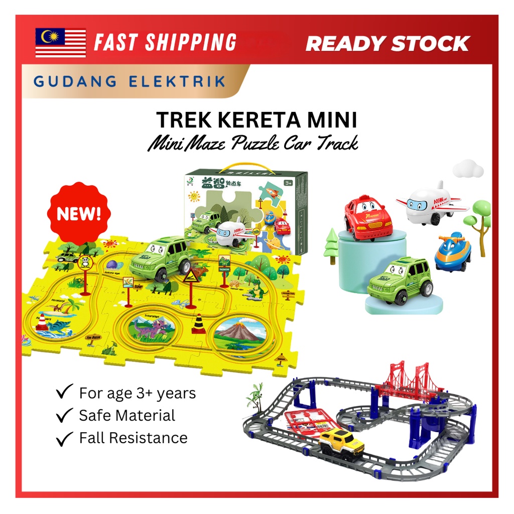 Kids DIY Puzzle Car Track Vehicle Puzzle Track Playset Fun Race Car ...