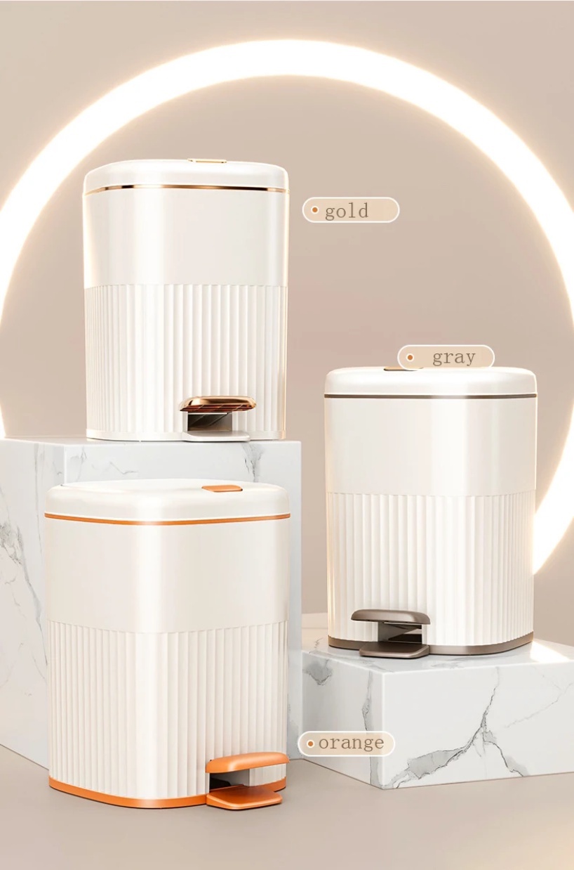 Image showcasing 🏠 8L-15L Light Luxury Trash Can with Pedal Lid Nordic Style Large ...