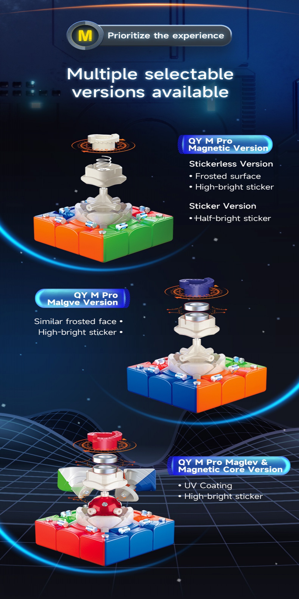 QiYi M Pro UV MagLev Magnetic Core 3x3 Speed Cube Stickerless Cube ...