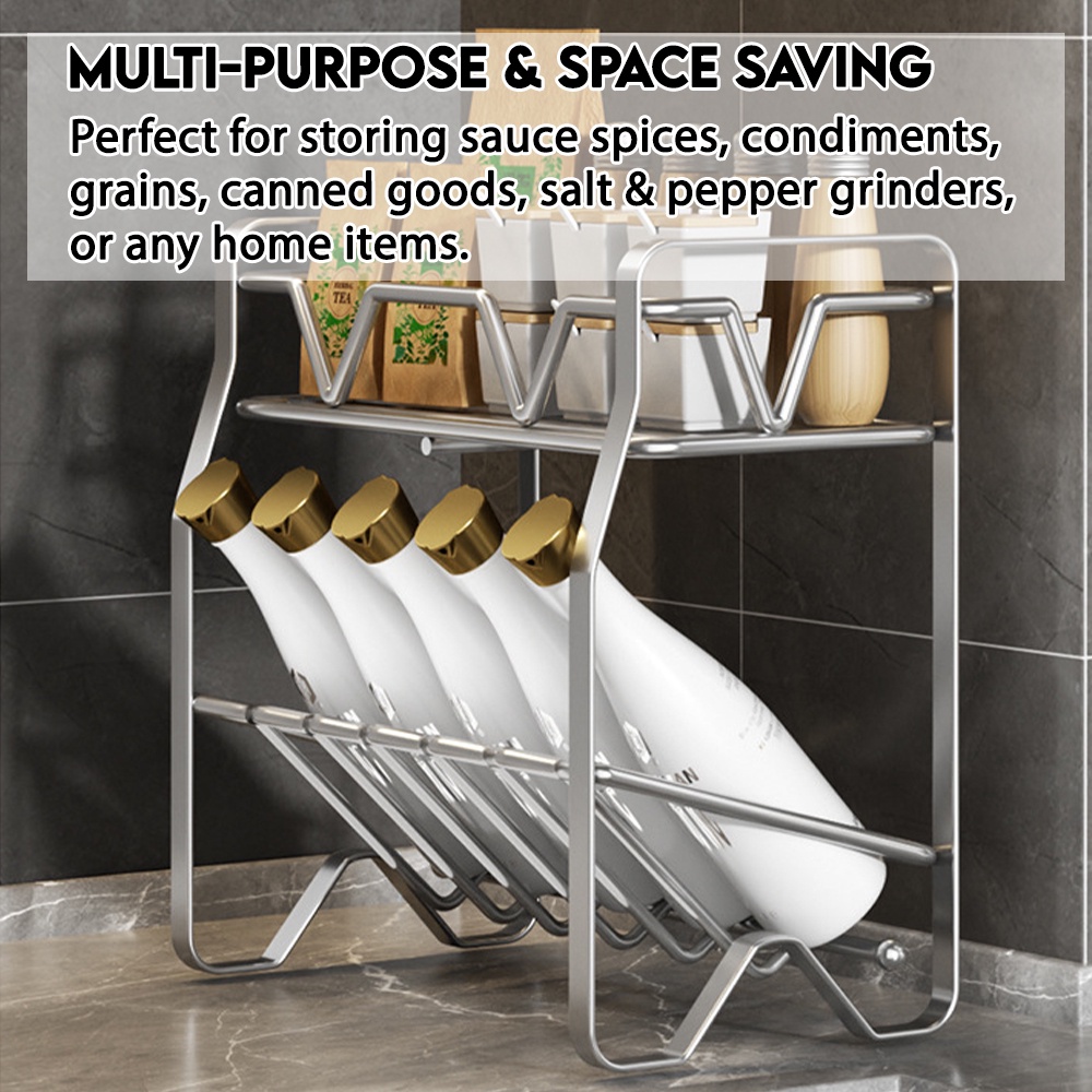 Innohut 2 3 Tiers Stainless Steel Kitchen Condiment Rack Rak Dapur ...