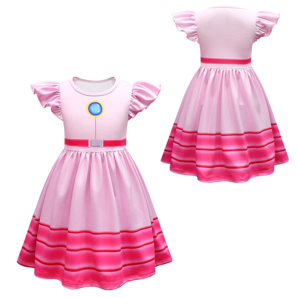 Kids Girls Super Mario Costume Princess Peach Dress for Girls 1 2 3 4 5 ...