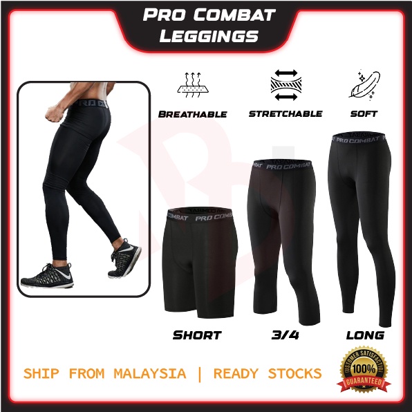 Pro Combat Leggings Tight Pants Men For Gym Running Swimming Seluar ...