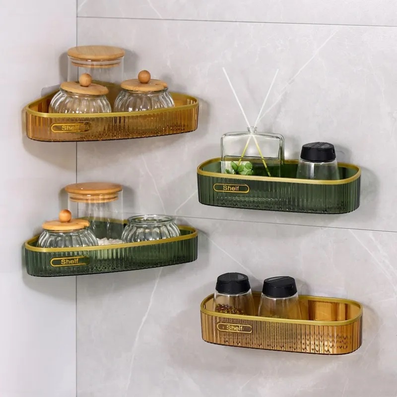 Luxury Bathroom Shampoo Rack Triangle Corner Shelf Toilet Wall Mounted ...