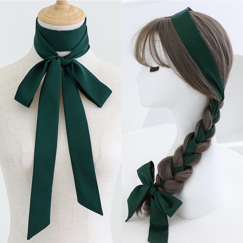 Solid Color Narrow Long Strip Small Silk Scarf Multifunctional Variety ...