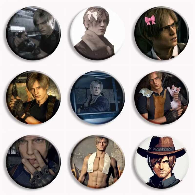 Leon Kennedy Game Character Button Pin Leon S Kennedy Cute Meme Brooch ...
