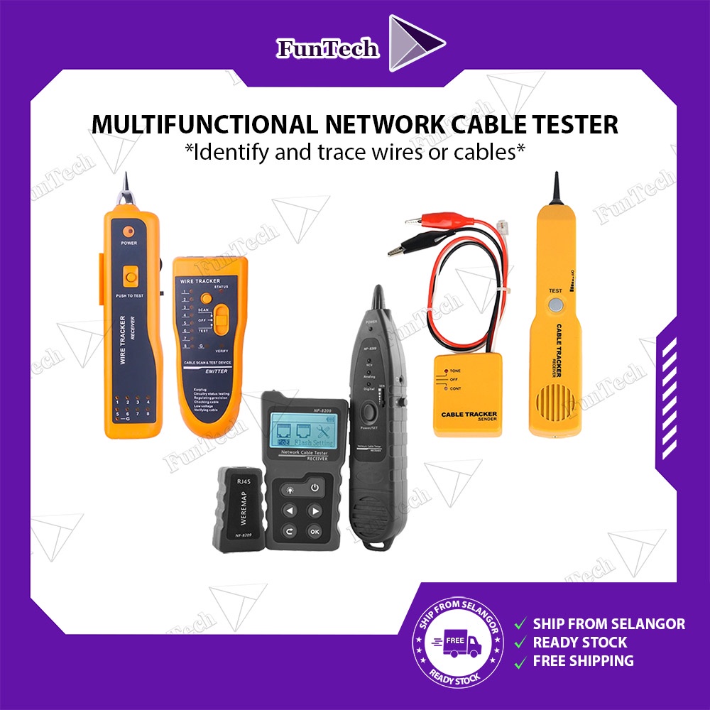 FunTech Multifunctional Network Cable TesterContinuity Testing, Length