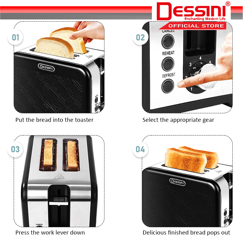DESSINI ITALY Double Sided Electric Bread Toaster Sandwich Maker 7 ...