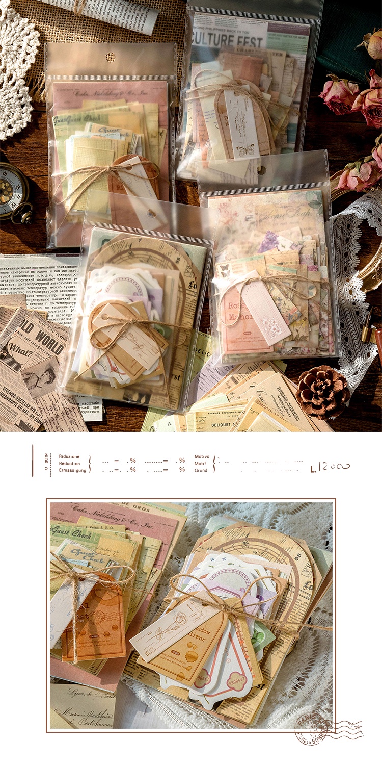 Journamm 100pcs/pack Vintage Scrapbooking Paper Kit DIY Junk Journal ...