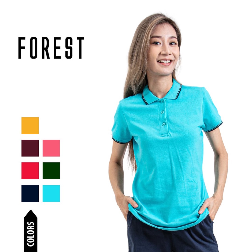 Forest Ladies Pique Cotton Polo T Shirt Collar Tee Baju Polo T Shirt Perempuan 822201 9073