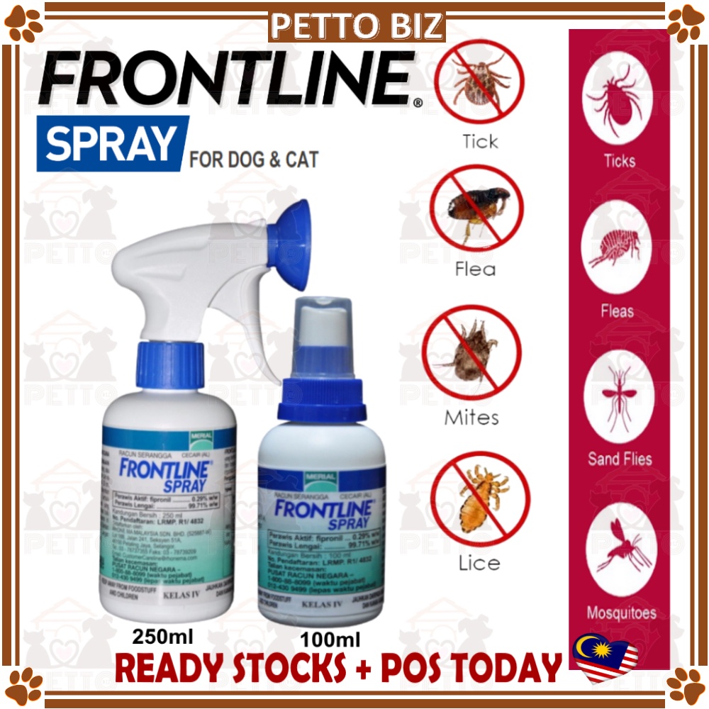 FRONTLINE SPRAY 100ml/250ml ANTI FLEA ANTI FLEAS ANTI MITES Pet Care ...