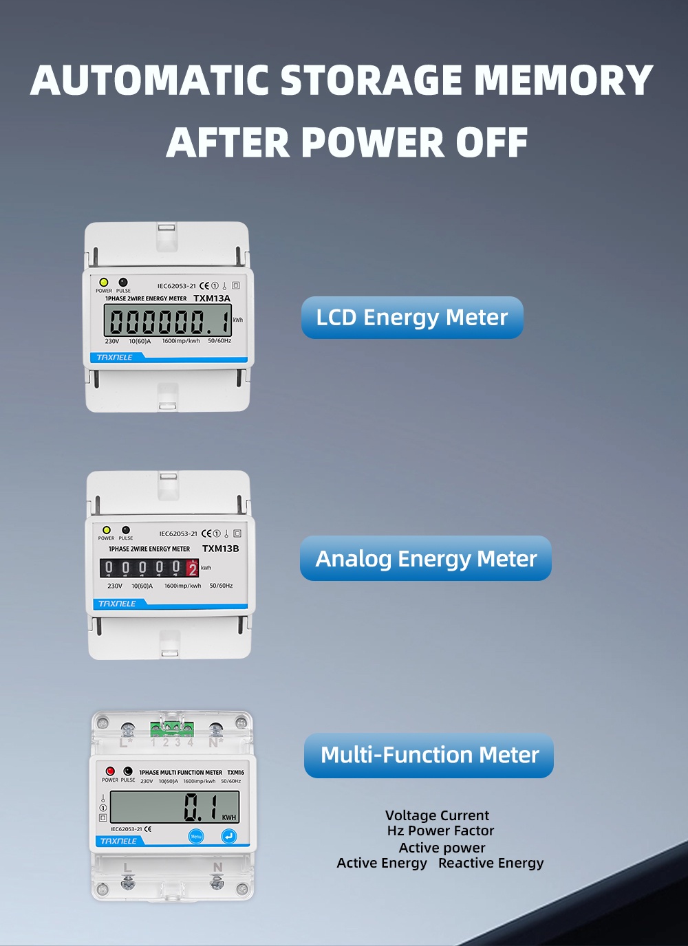 Single Phase 1P 2 Wire Digital Wattmeter Power Consumption Energy Meter ...