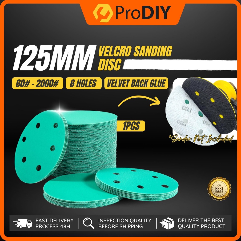 1pcs 6 Holes Sanding Disc Replacement Velcro Green 125mm ( 60# - 2000 ...