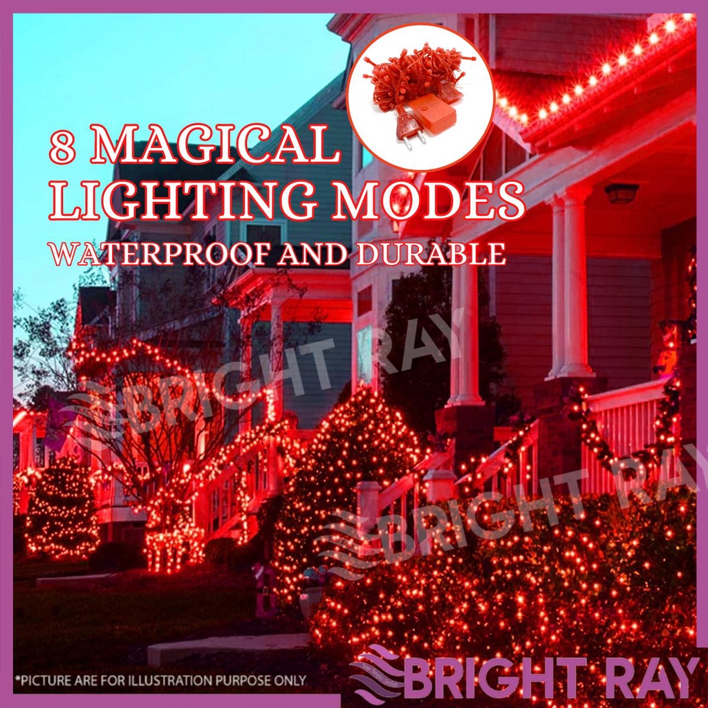 100LED Red String Light Waterproof Red Christmas Decor Light CNY Lights ...