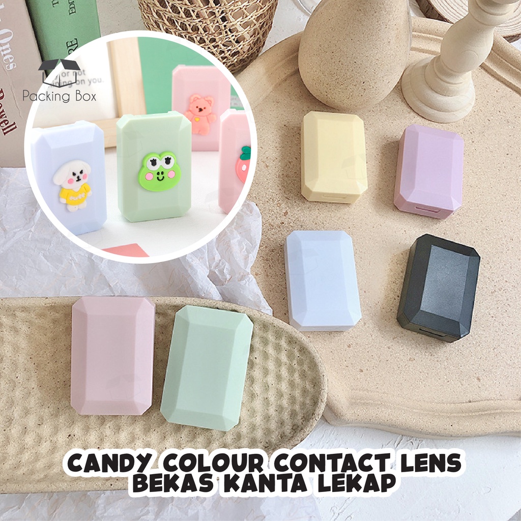 PKB Candy Color Contact Lenses Casing Set Lens Case Colouful with Stick ...