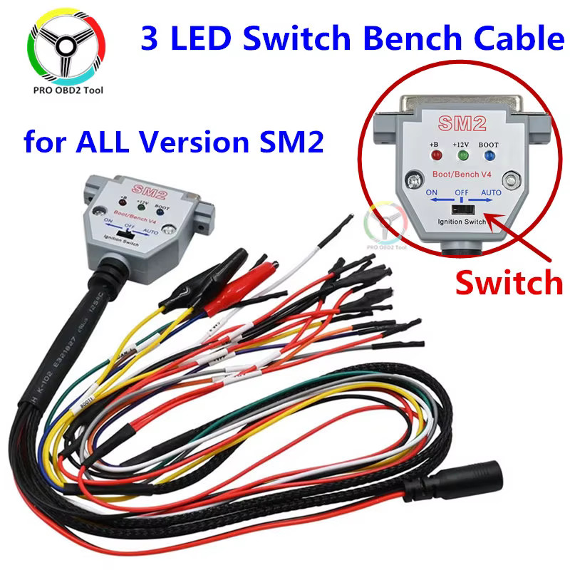 SM2 PRO J2534 3 LED Lights Cable Boot Bench Cable DB25 ECU Pinout Cable ...