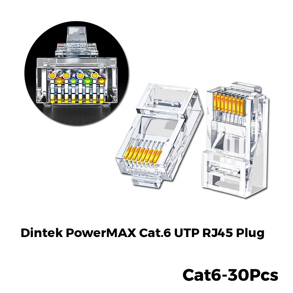 Dintek PowerMAX Cat5e / Cat6 UTP Solid RJ45 Unshielded Plug | Shopee ...