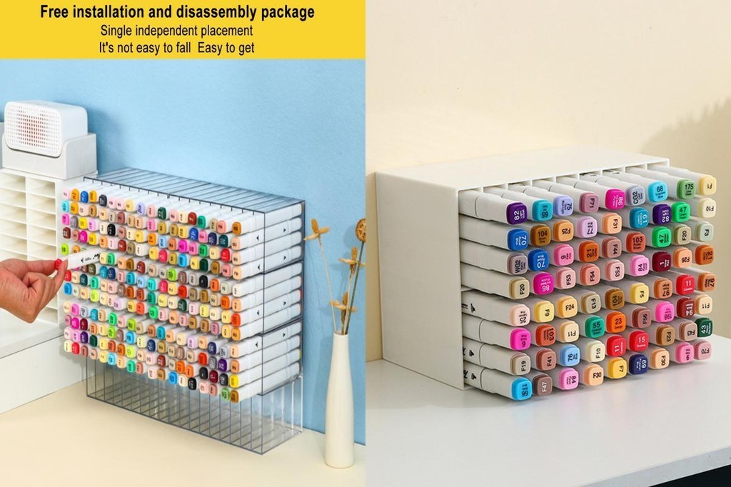 manclothescase Mark Pen Storage Box Marker Container Box Acrylic Double ...