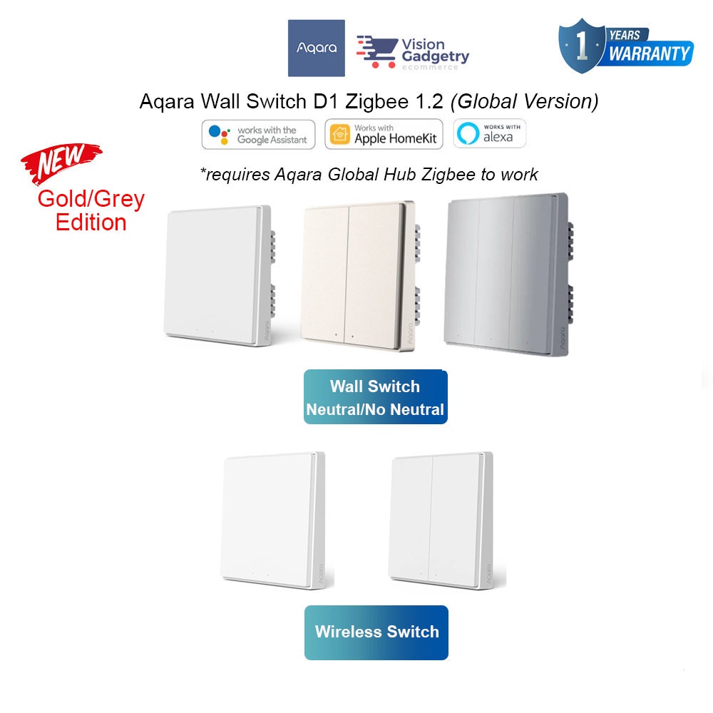[Global] Aqara Zigbee Smart D1 Wall Switch 1/2/3 Gang Single Fire No
