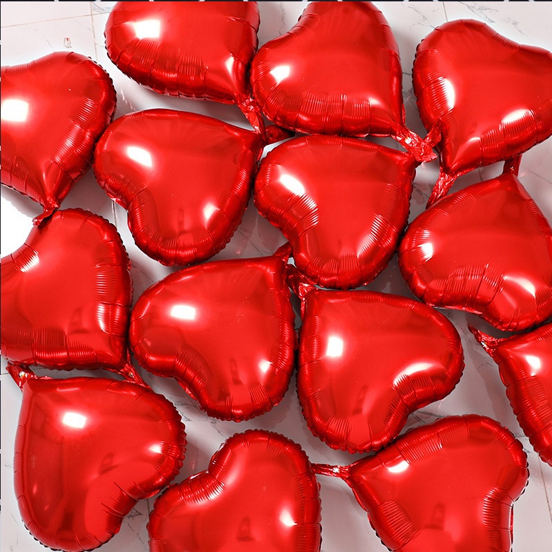 20pcs 18 Inch Red Love Heart Balloons Color Metal Mirror Aluminum Film ...
