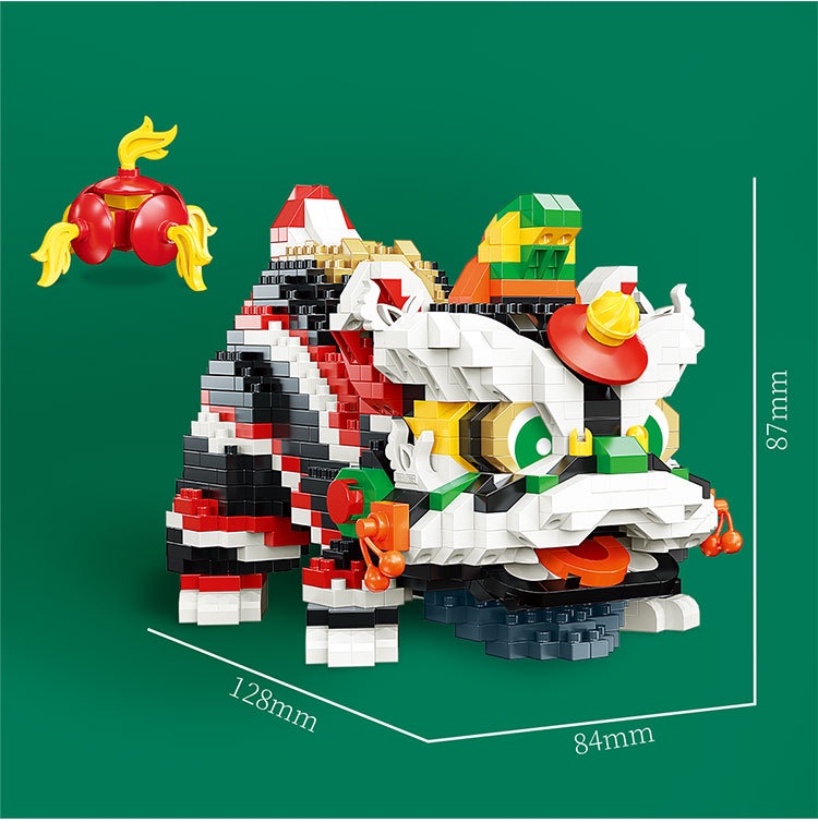 Lion Awakening Building Blocks Lucky Fortune Cute Lion Dance Classic ...