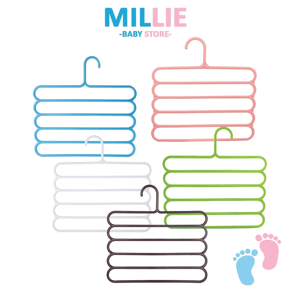 MILLIE 5 Layers Non-slip Baby Clothing Hanger Pants Cloths Handkerchief ...