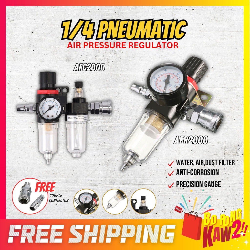 Pneumatic Air Pressure Regulator Water with Separator Oil Filter 1/4 ...