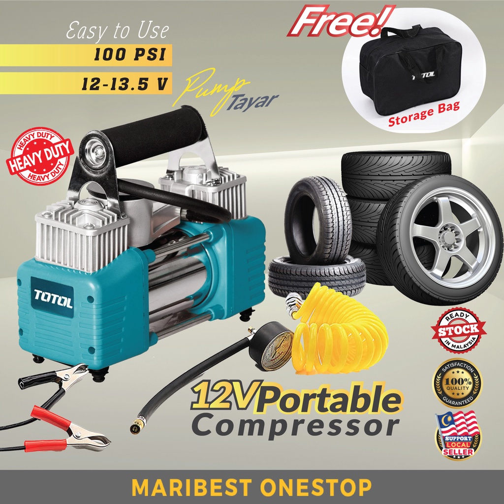 12V Portable Compressor Heavy Duty Emergency Tyre Inflator Pam Angin