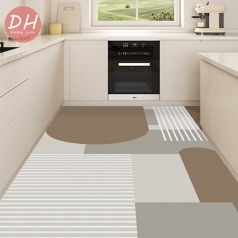 [DH]Simple Geometry Kitchen Floor Mat Carpet Big Premium Pvc Leather ...