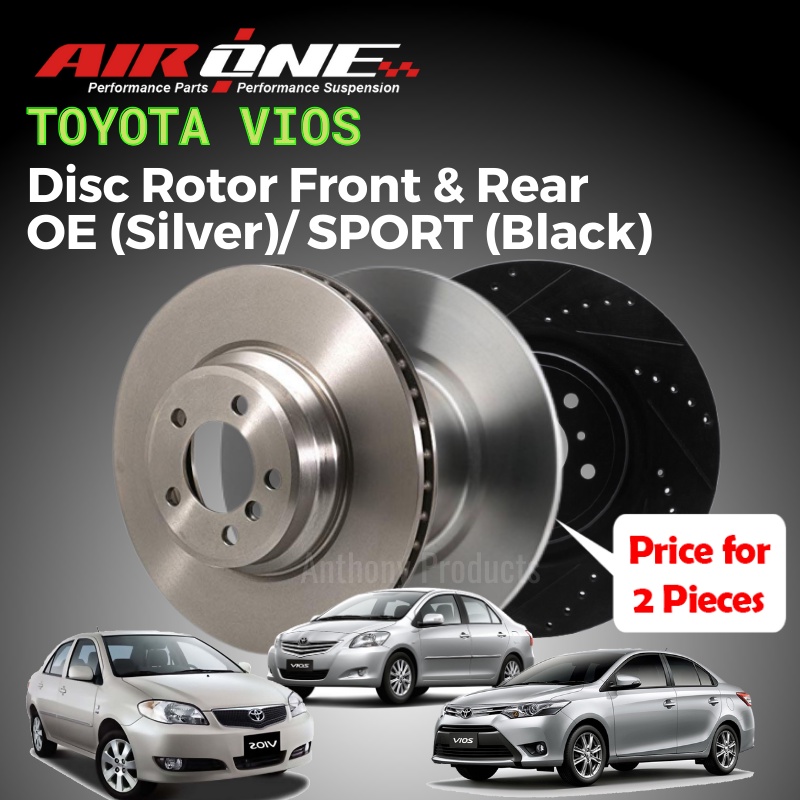 AIRONE Toyota Vios NCP42 NCP93 NCP150 Front / Rear OE Sport Disc Rotor ...