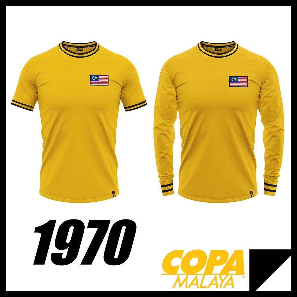 Ready Stock Jersi Bola Sepak Retro Malaysia 1970 Yellow Football