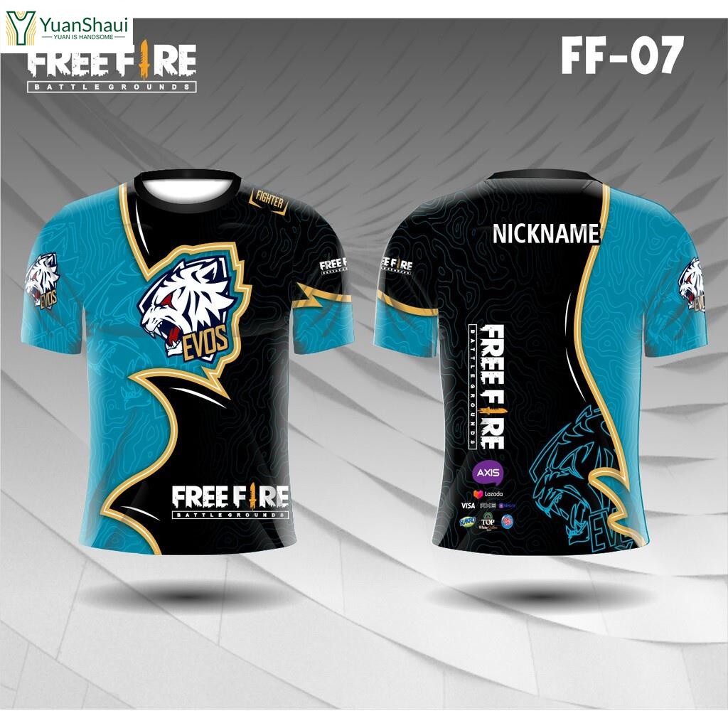 【YuanShuai】Jersey Esport Custom Name Free Fire Evos Baju Game Gamer Ff