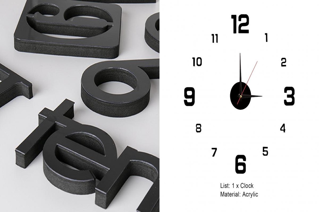 GRH Punchfree Ticking Clock for Home Night Light 3D Real Big Wall