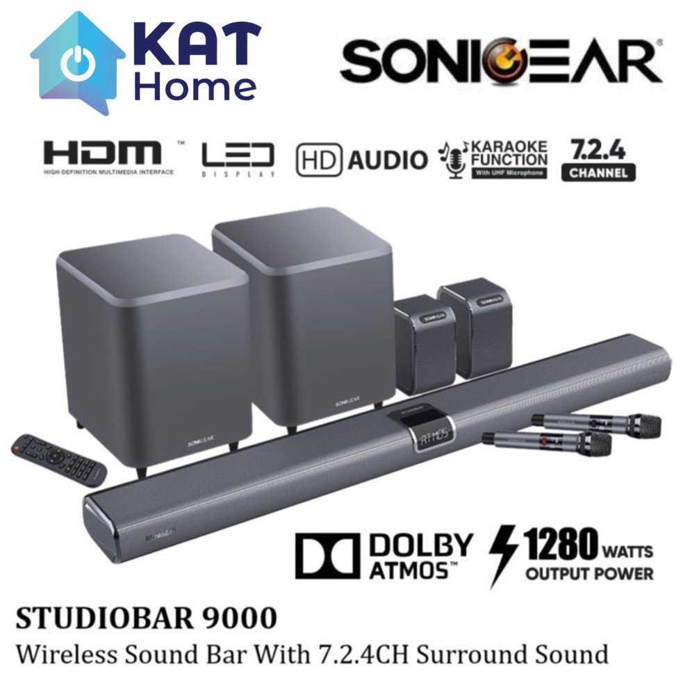 SONICGEAR STUDIOBAR 9000 WIRELESS SOUND BAR 7.2.4CH SOUND SYSTEM BUILT ...