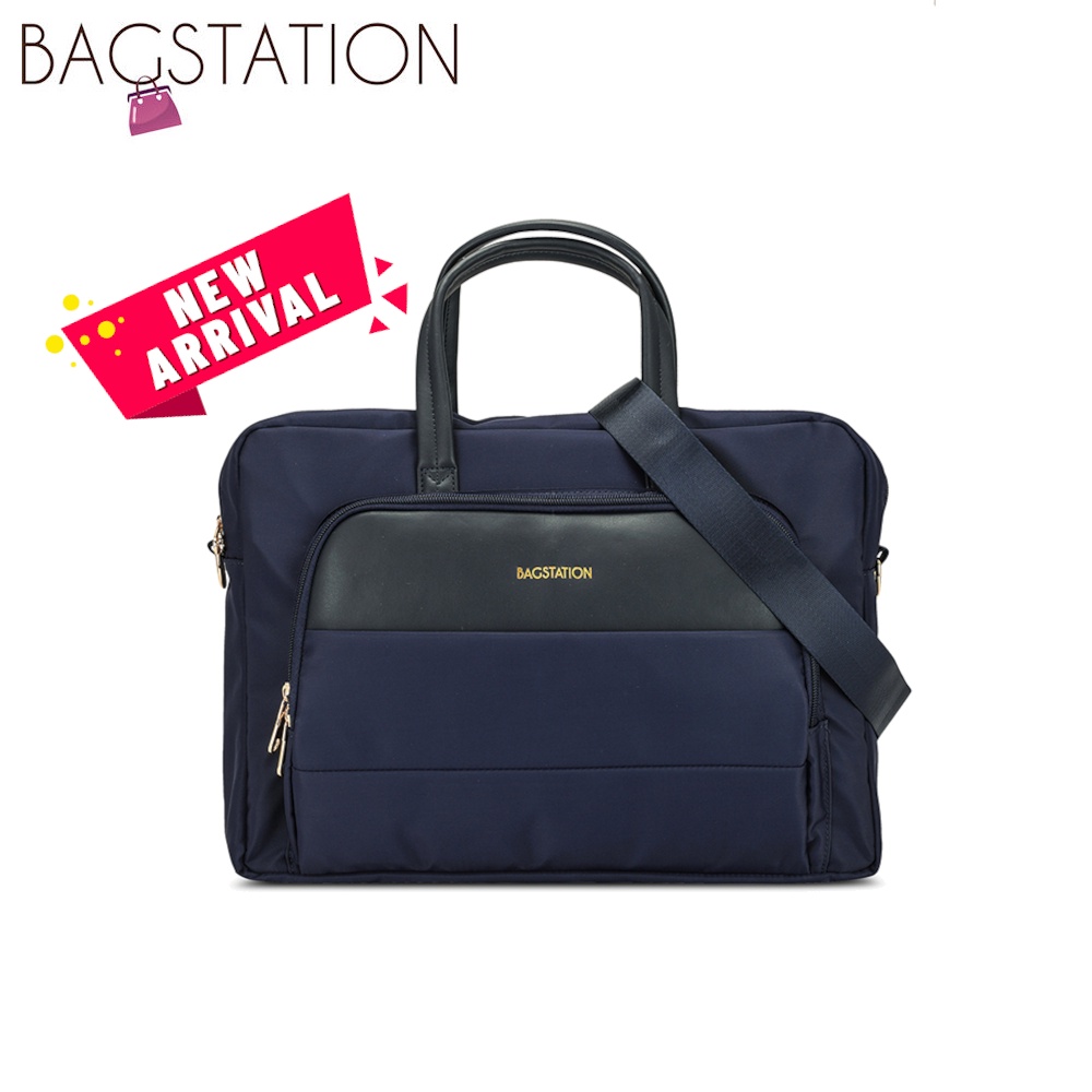 BAGSTATION Trimmed Convertible Laptop Bag (Black/Grey/Navy Blue/Pink) Shopee Malaysia