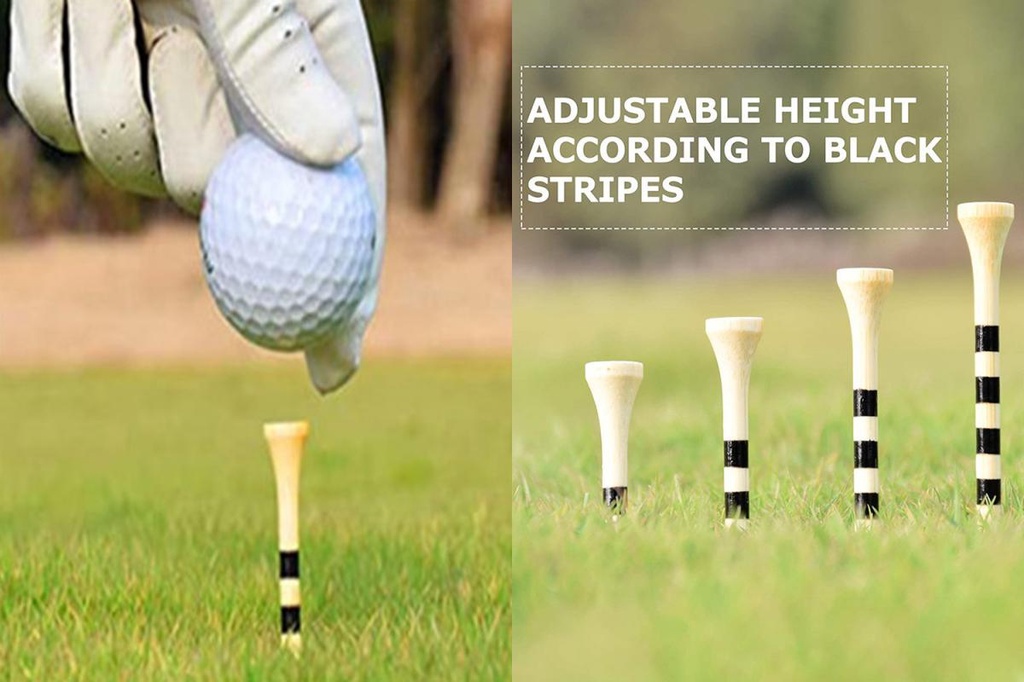 CS.B 100Pcs Portable Wood Golf Tees Training Aid Tool Professional Golf