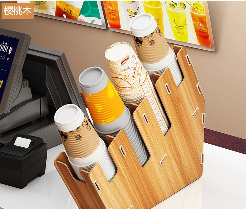 Disposable Paper Cup Storage Shelf Tea Shop Take Cup Divider Coffee Bar ...