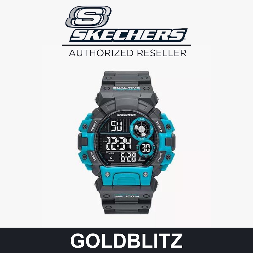 Skechers SR1157 Men's Gray Strap with Turquoise Accents Evanston 51mm ...