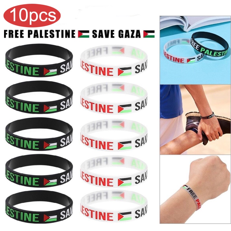 Lot De 8 Bracelets Élastiques & Porte-clés Free Palestine - Silicone - Unisexe - Neuf Avec Étiquettes