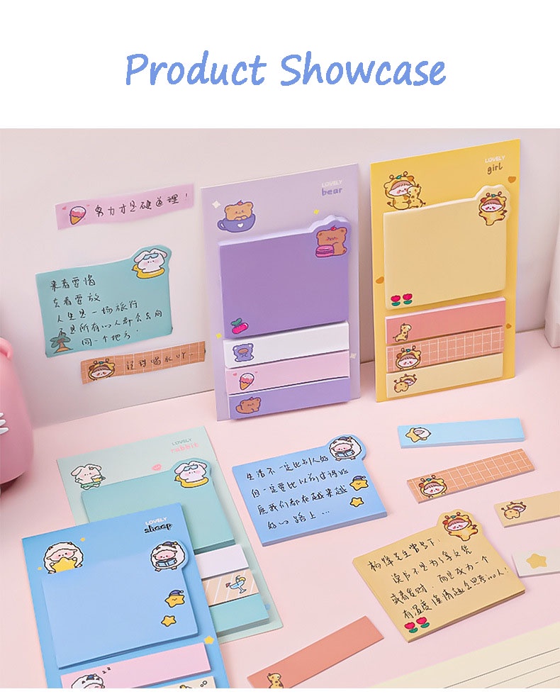 Cartoon Sticky Notes kawaii Cute Memo Pad Portable Index Label Stickers ...