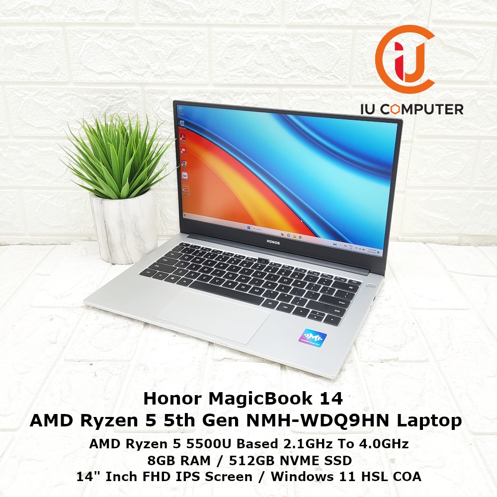 HONOR MAGICBOOK 14 NMH-WDQ9HN AMD RYZEN 5 5500U 8GB RAM 512GB NVME SSD ...
