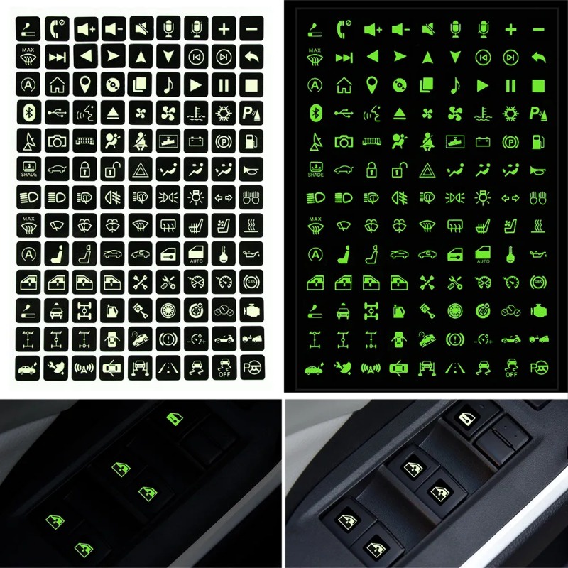 Universal Automobile PVC Luminous Button Sticker / Green Fluorescent ...