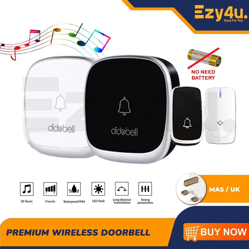 DIDOBELL Wireless Doorbell Self Powered No Need Battery Waterproof Tak ...