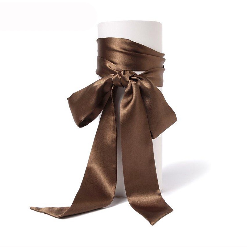 Solid Color Narrow Long Strip Small Silk Scarf Multifunctional Variety ...