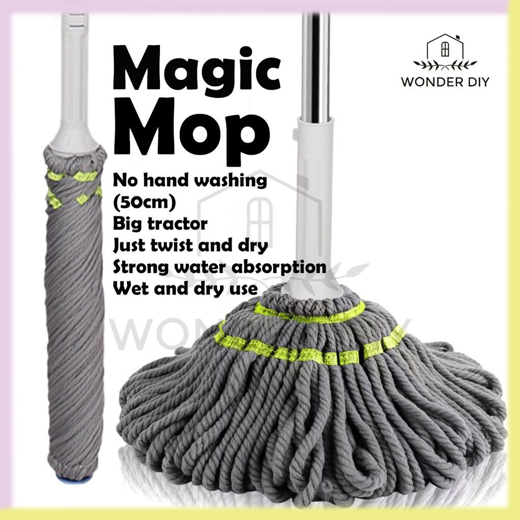 Premium Floor mop Magic twist mop Hand-Free Adjustable handle 3x absorb ...