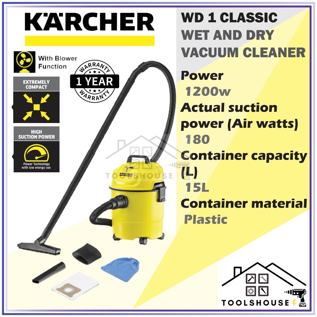 Karcher WD1 Wet & Dry Vacuum Cleaner 1200W Shopee Malaysia