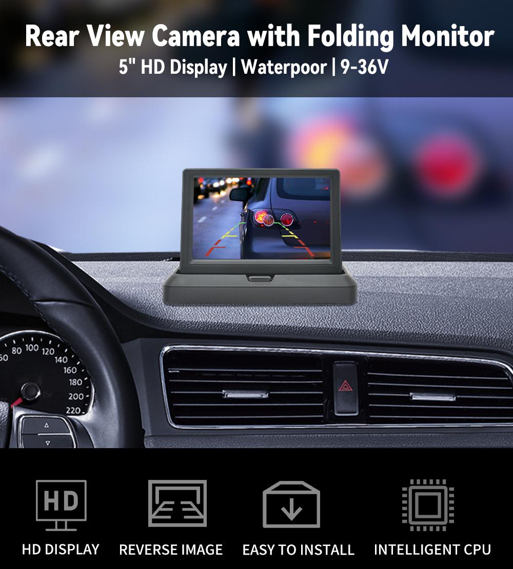 5 inch 9V-36V Car Foldable Monitor with Rear View Camera for Vehicle ...