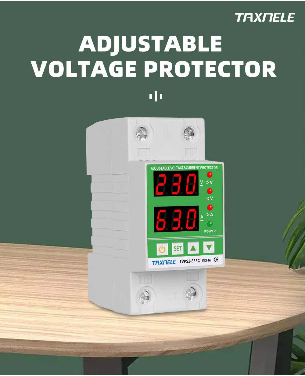 Din Rail Dual Display Adjustable Over Voltage Current and Under Voltage ...