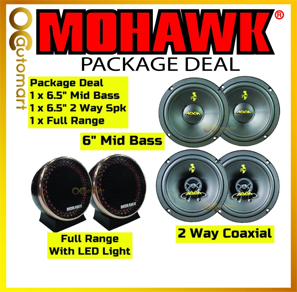 Mohawk MY Series Speaker Set 6.5" Mid Bass 2 Way Coaxial Spk And Full