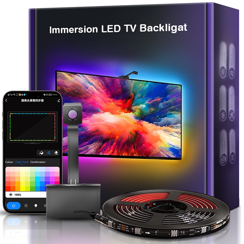 TV LED Backlights RGBIC Wi-Fi TV Backlights for 21-65 Inch TV Works ...